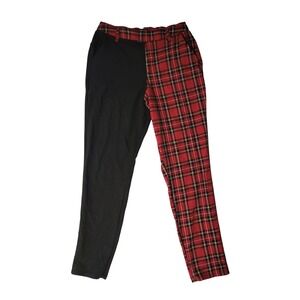 Hot Topic Plaid Black Split Leggings Pants‎ Womens Teens M Grunge Punk Hottopic